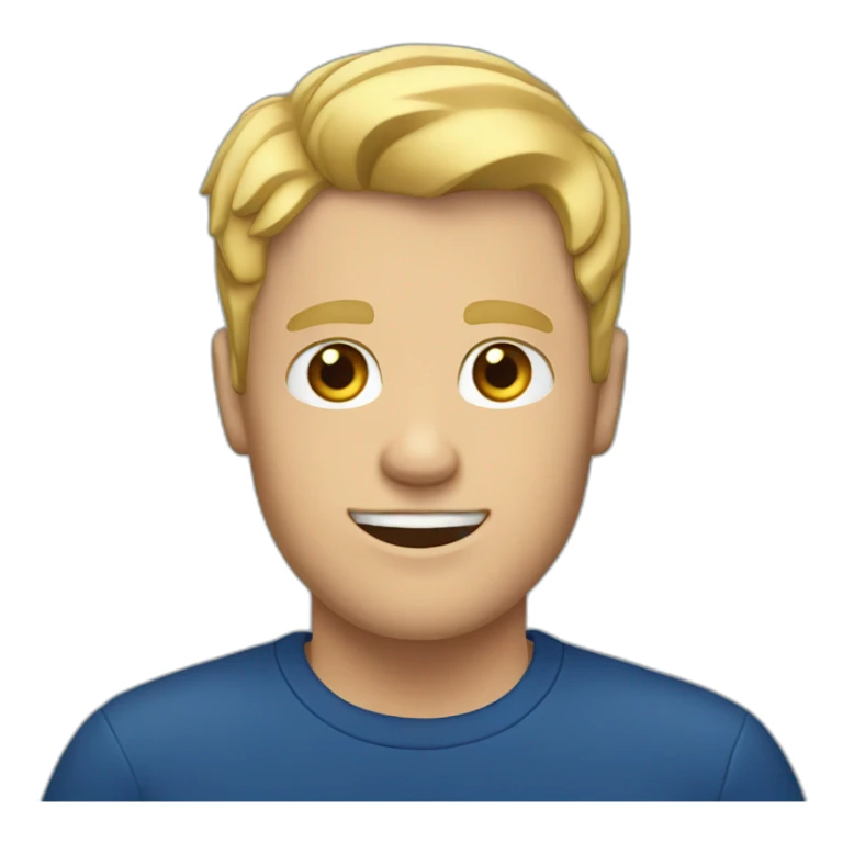 white guy with blond hair in a dark blue T-shirt sticker