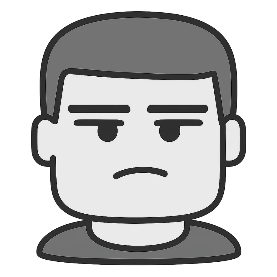 Roblox man face with ಠ_ಠ expression, minimal details sticker