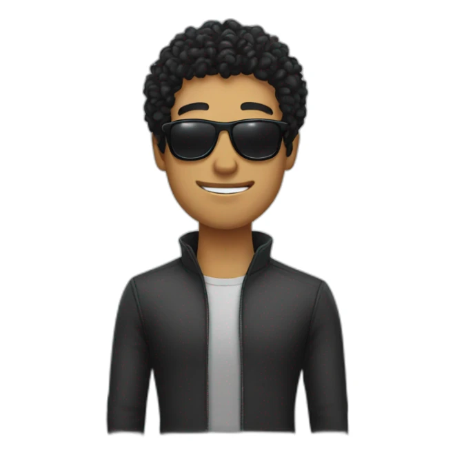 Guy with curly black hair and sunglasses sticker