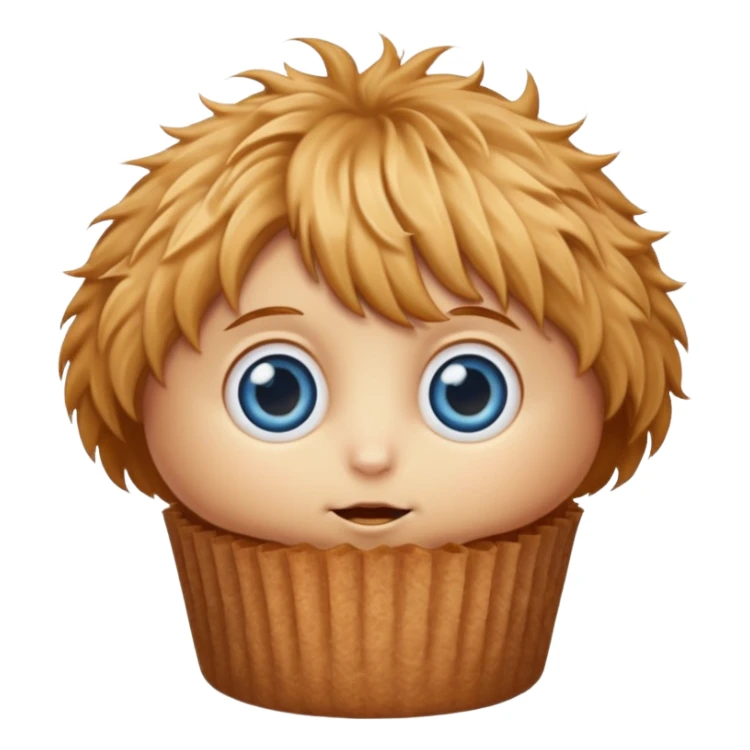 Muffin character with big blue eyes, it does have hair it’s just a muffin, doesn’t have human face  sticker