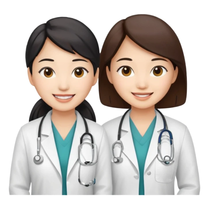 two women asian medical doctors sticker