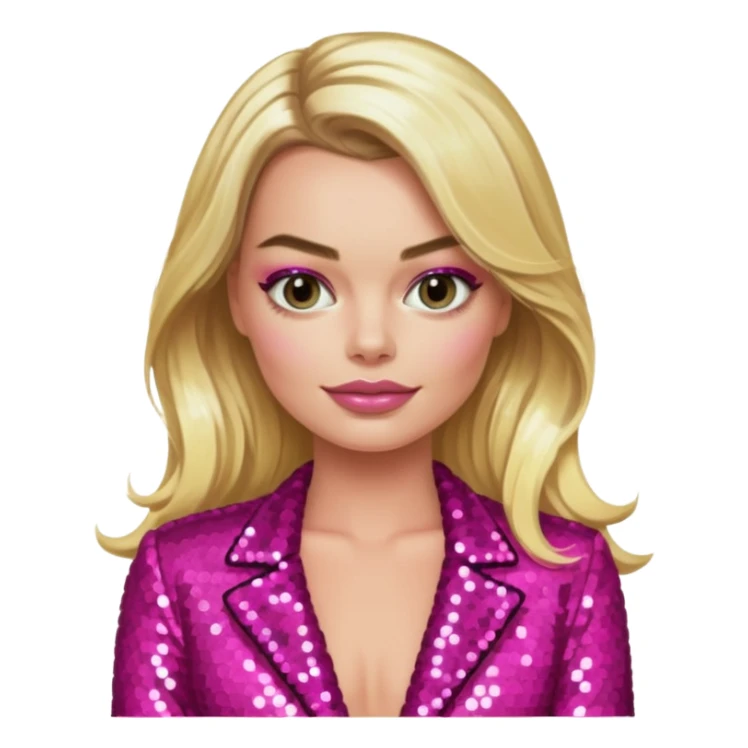 Maggot Robbie with long blonde hair, dark pink sequin outfit sticker