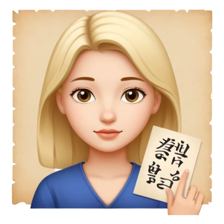 girl with Calligraphy on the paper sticker