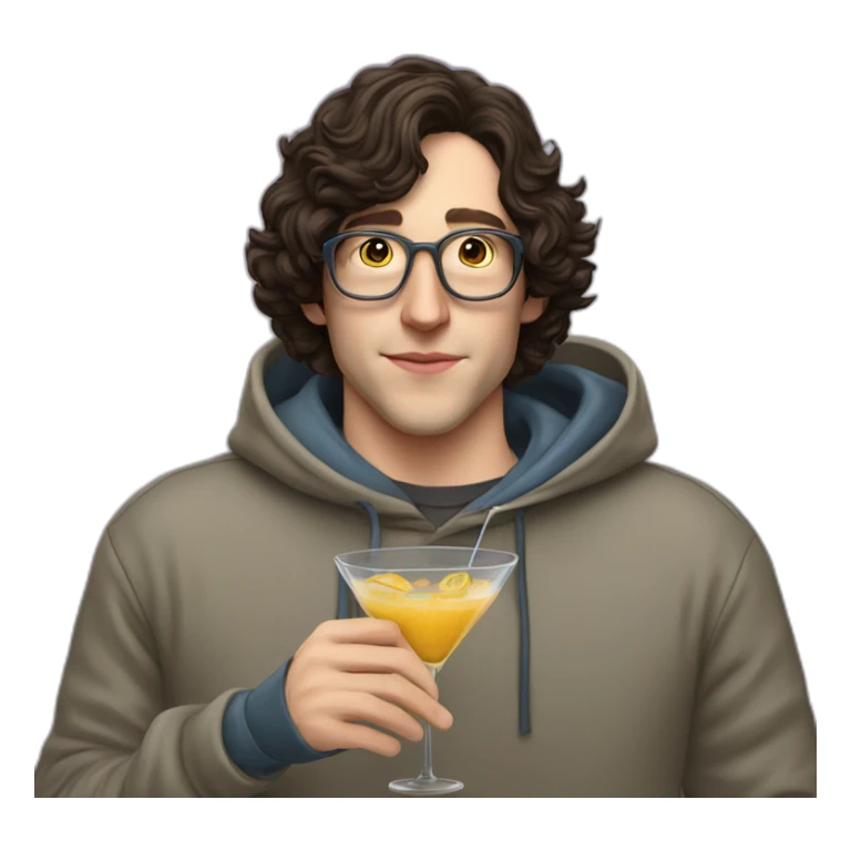 josh brener realistic with hoodie sipping martini sticker