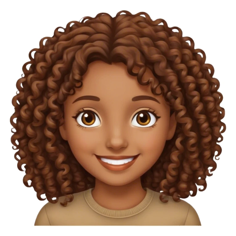 a brown skinned girl with brown curly hair happy  sticker