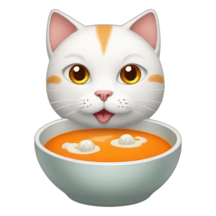orange and white cat cooking a bowl of eyeball filled soup sticker
