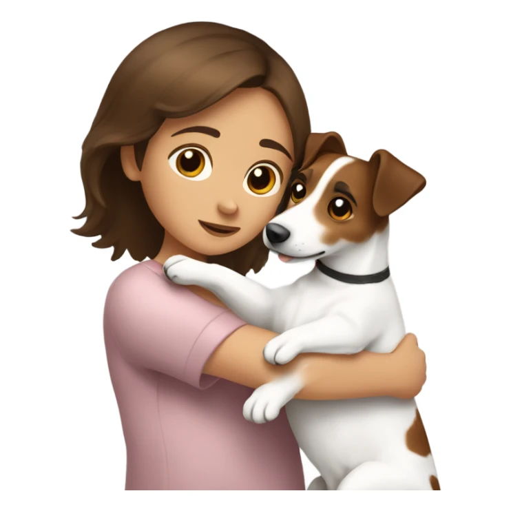 white dark brown haired girl hugging jack russell terrier sticker