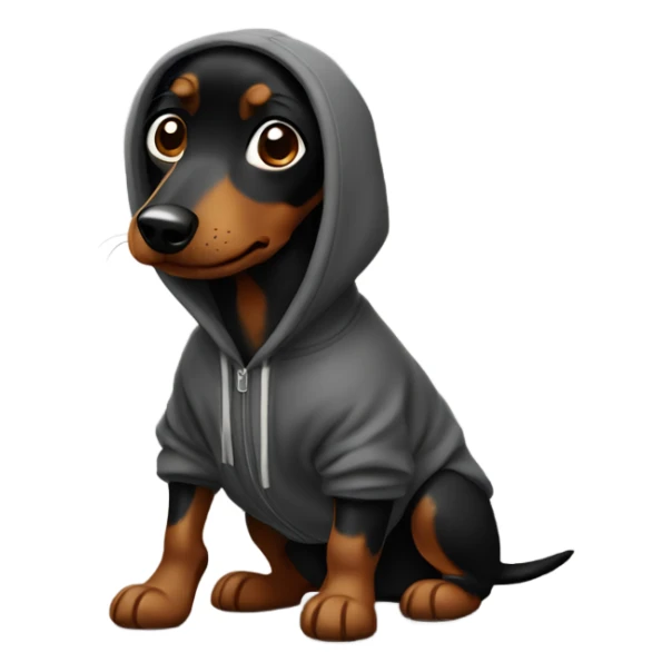 Black and brown Daushund wearing a hoodie  sticker