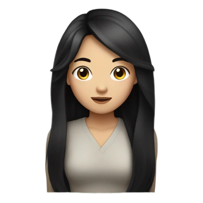 young asian woman with black hair sticker