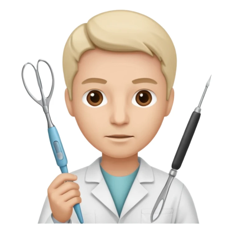 neurosurgeon holding scalpel and forceps sticker