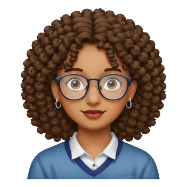 faça um adolescente pardo de cabelo cacheado, que usa óculos e brincos  sticker