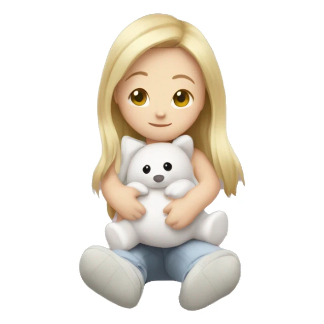 little white girl with baby human plushy sticker