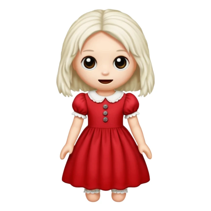 Toy ragdoll in red dress  sticker
