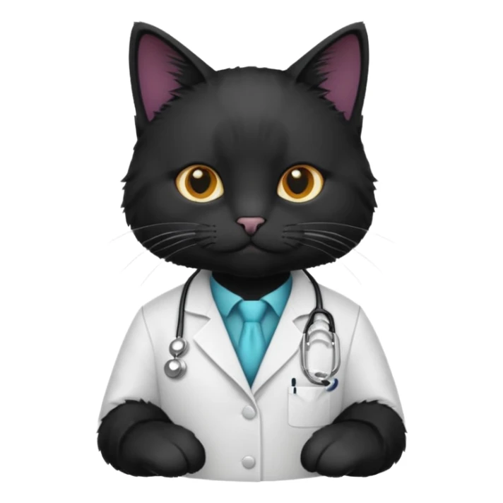 Black cat in white doctor coat sticker