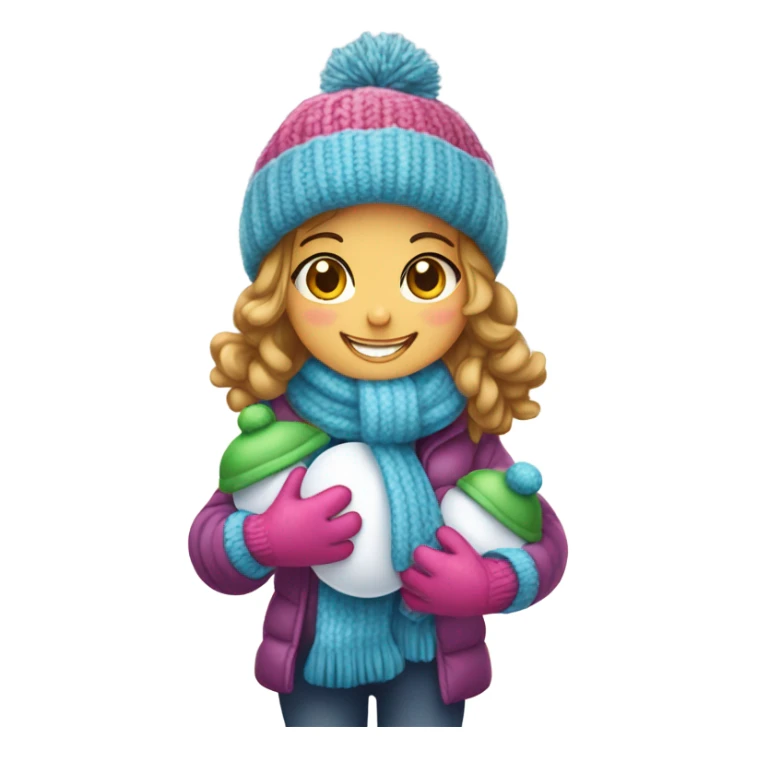 Girl building a snowman sticker