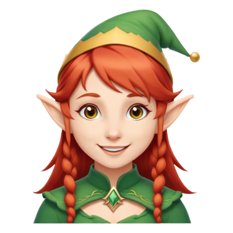 elf girl with straight red hair smiling sticker