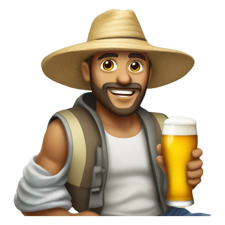 Hombre en la playa con una cerveza  sticker
