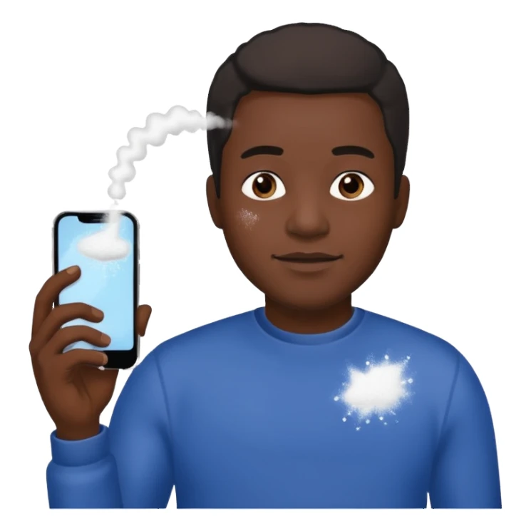 black man holding a phone with three lines of coke on it horizontally  sticker
