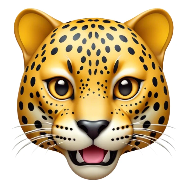 Cinematic Comical Jaguar Portrait Emoji, Head tilted dramatically with an exaggeratedly shocked expression, featuring a sleek, agile form with bold spotted patterns and wide, comically expressive eyes full of humorous disbelief, Simplified yet hilariously expressive features, highly detailed, glowing with a slightly sassy wild glow, high shine, dramatic yet playful, stylized with an air of quirky feline attitude, soft glowing outline, capturing the essence of a meme-worthy jaguar that appears ready to side-eye its way into viral fame instantly! sticker
