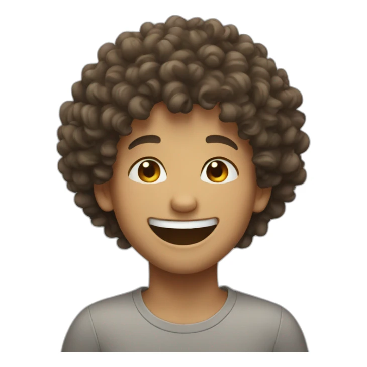 boy curly hair laughing sticker