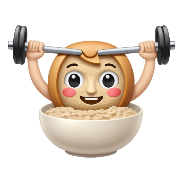 Breakfast bowl with a face on it and arms and legs ready for gym sticker