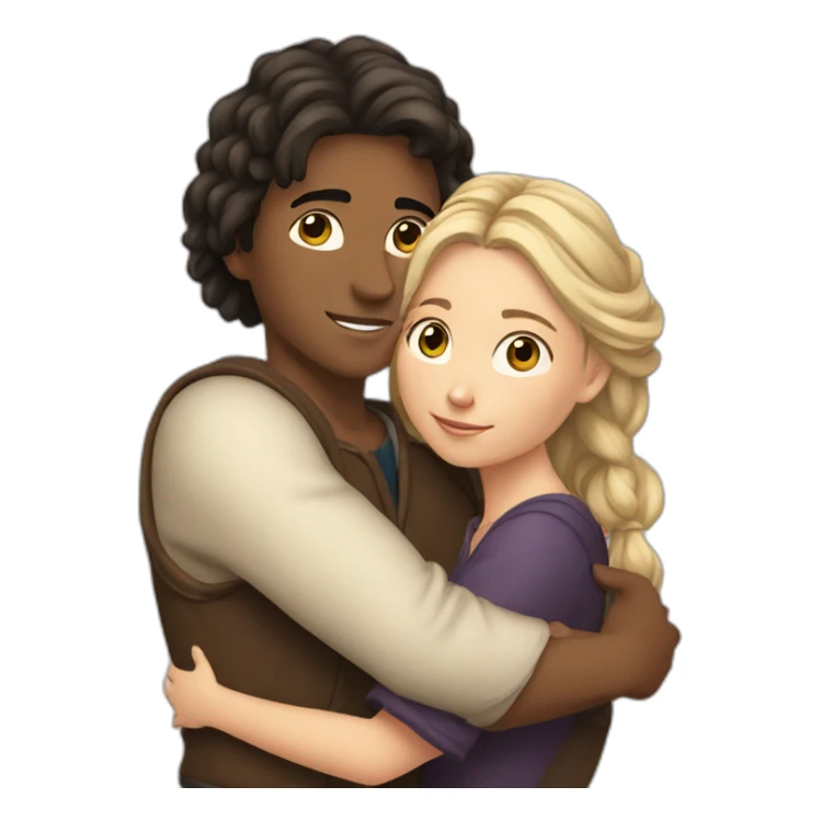 young metis Man and young white woman hug love sticker