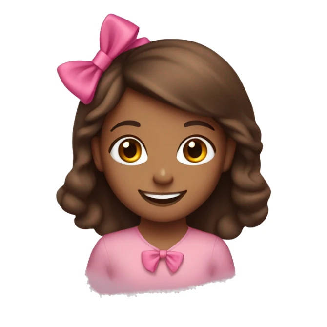 Brown girl smiling with a small pink bow on her brown hair. sticker
