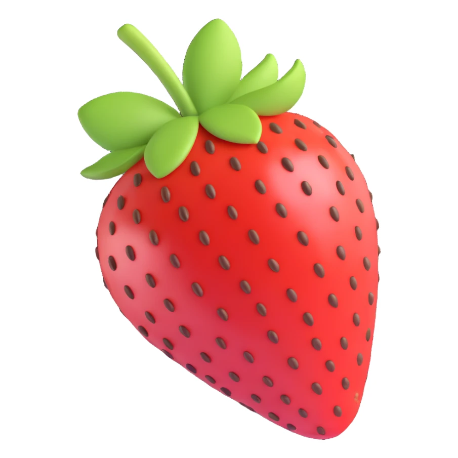 a strawberry covered in chocolate, 3D style, smooth and detailed sticker