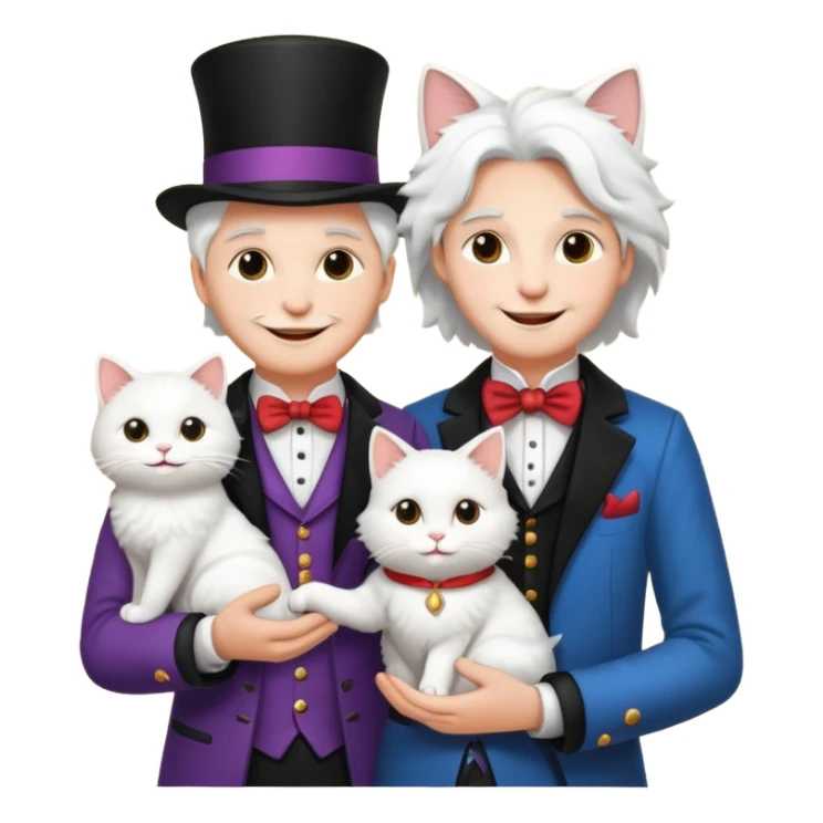 magician couple and their pet cat sticker
