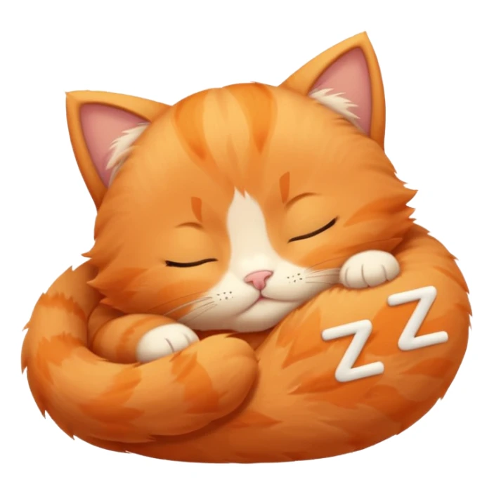 cute orange kitten sleeping with zzz letters above head sticker
