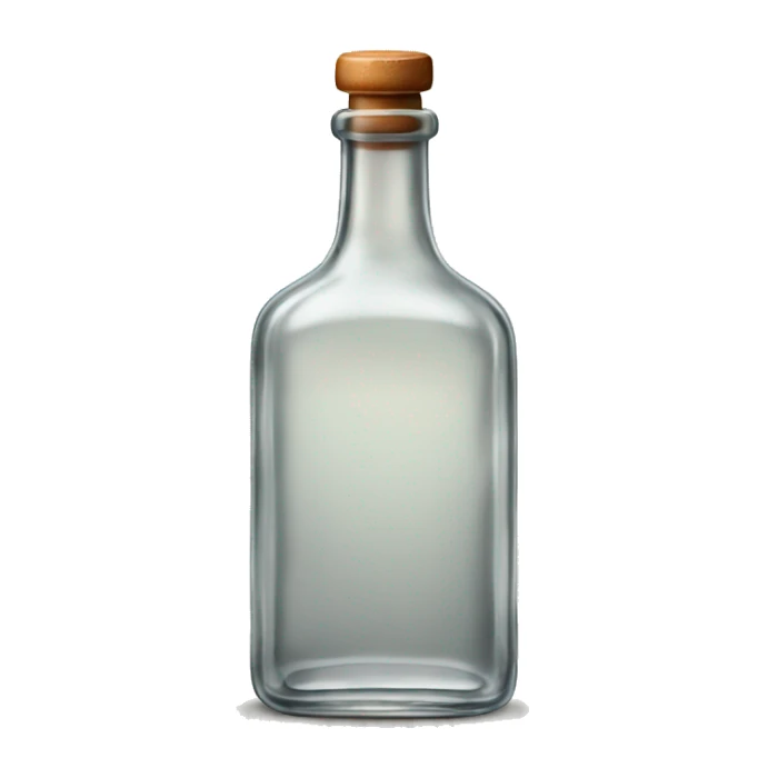 Old fashioned clear glass alcohol bottle  sticker