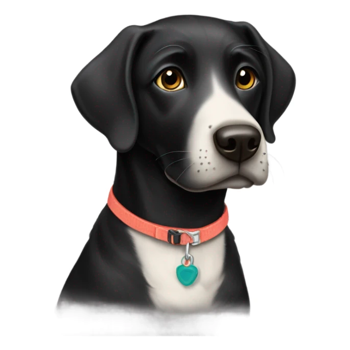 Black lab named Lucy with collar that says Lucy sticker