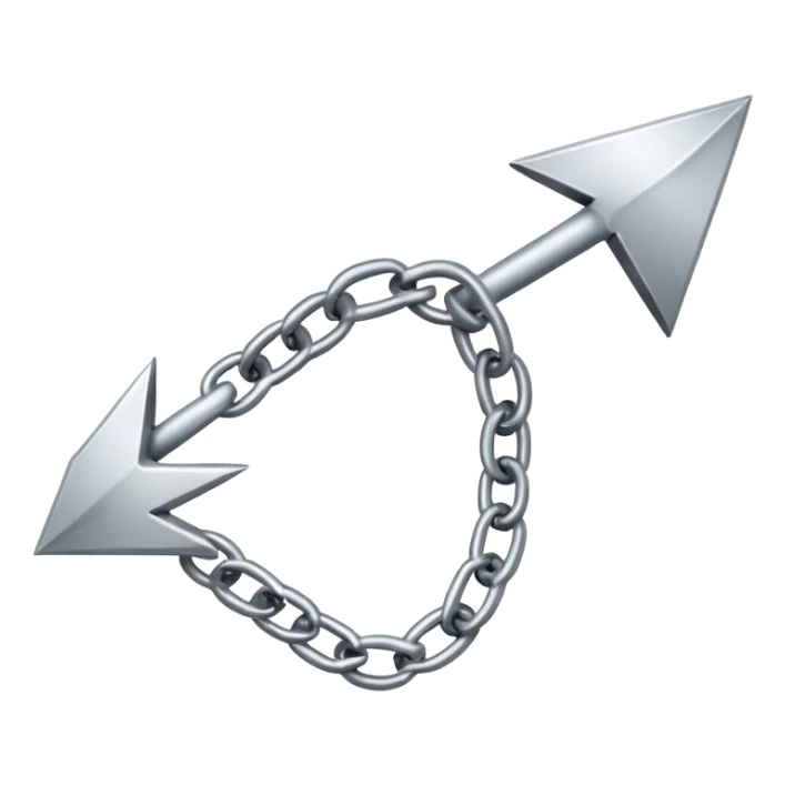 clean iPhone-style emoji combining a chain link and a forward-pointing arrow, dynamic design, link guiding direction or leading to a goal, modern, clear, energetic sticker