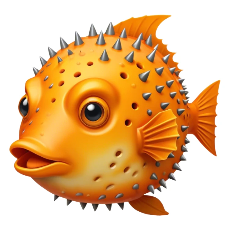 All Orange Blowfish facing forward with spikes out sticker