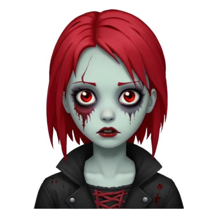 zombie girl with black and red hair long and goth style sticker