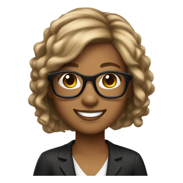 Girl, bronze hair smile tutor black frame glasses sticker