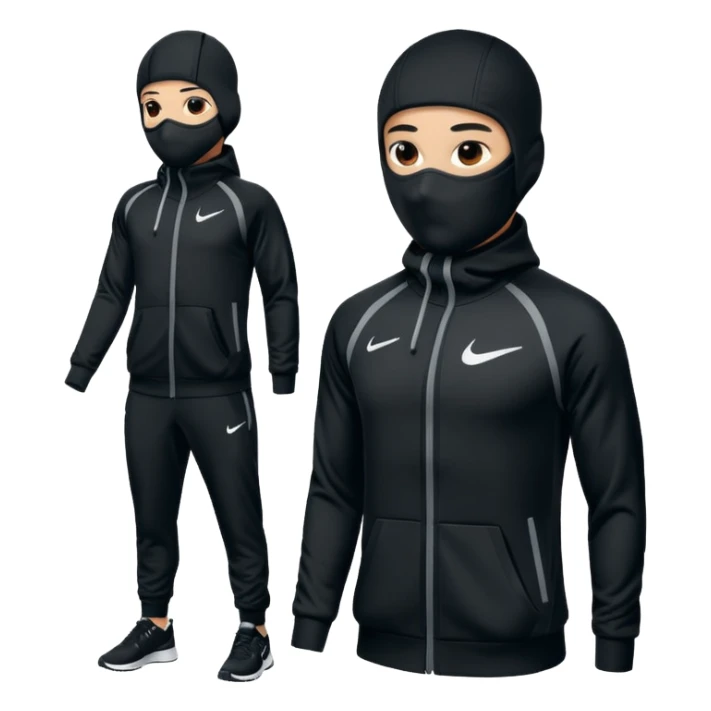 nike tech tracksuit clothing and baclava, ()no person sticker