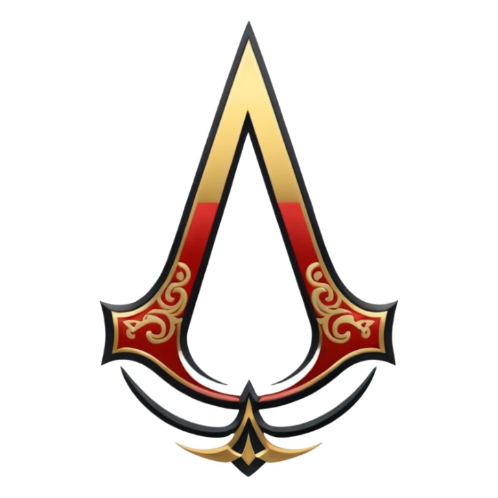 Assassin creend logo emoji in gold and black shaddow  sticker