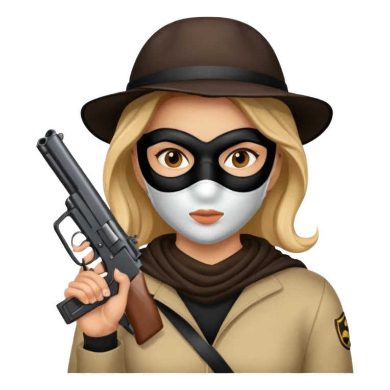 mask wearing woman robber sticker