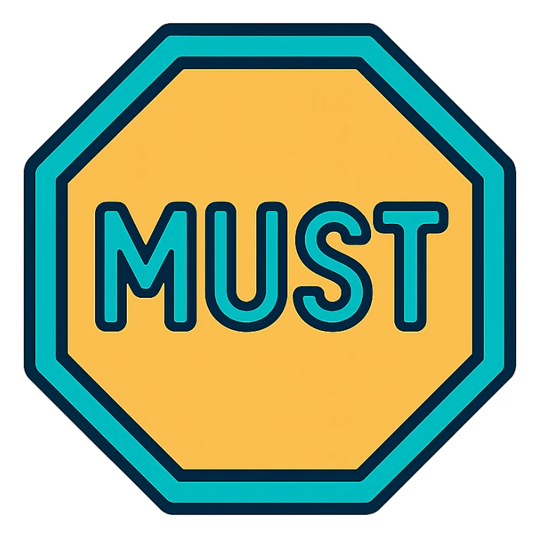 the road sign with the word must sticker