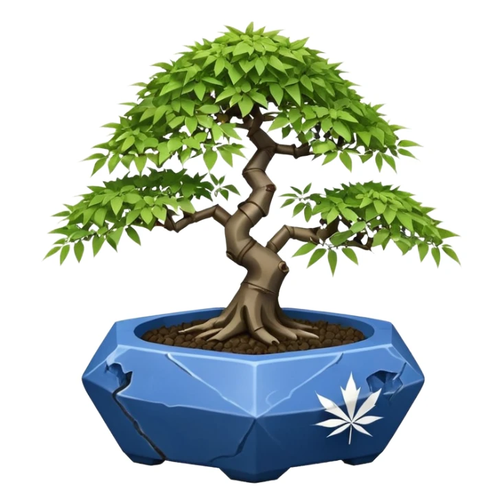 Japanese broken Icosahedron-shaped shallow dark bamboo blue maple tree bonsai pot sticker