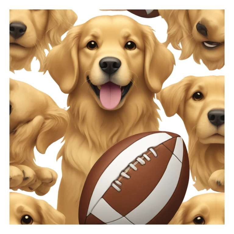 Golden retriever holding a football  sticker