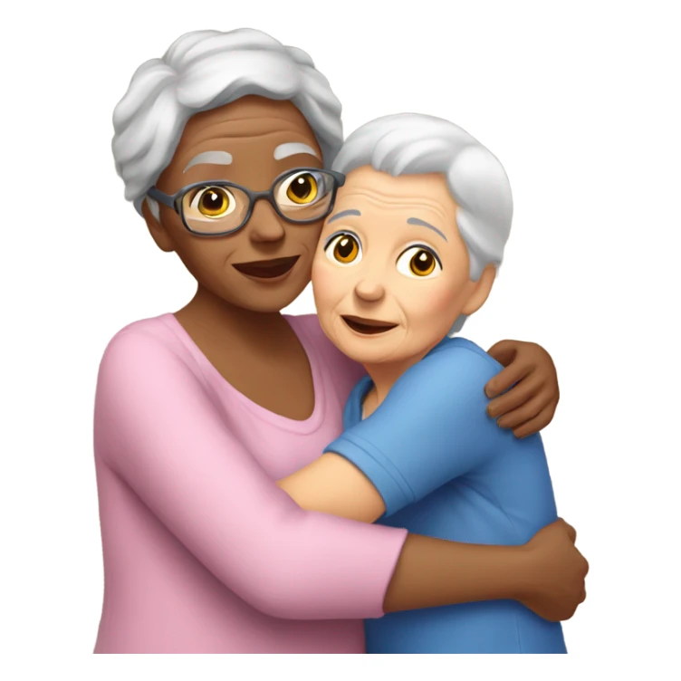 Grandma huggings with a girl sticker