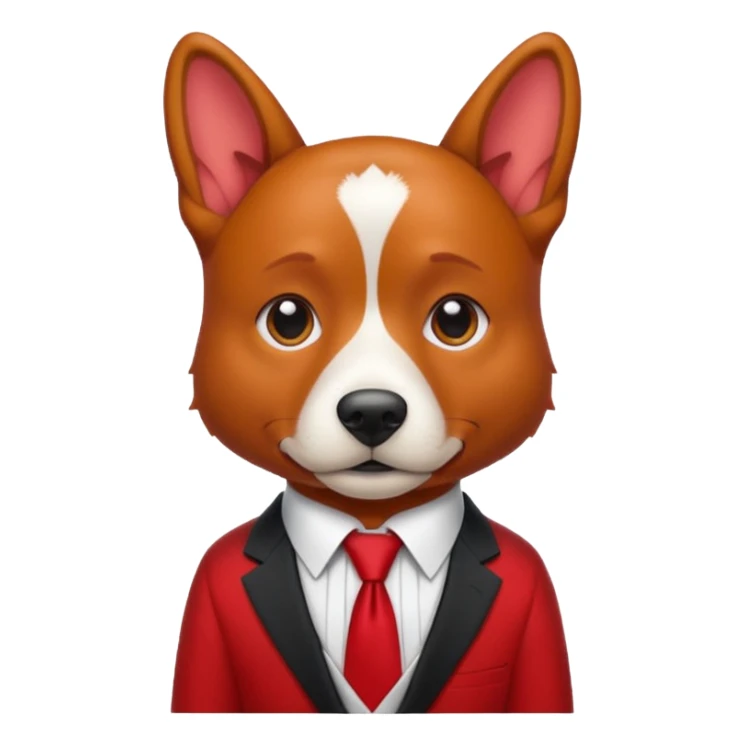 red dog with white tie,red shirt sticker