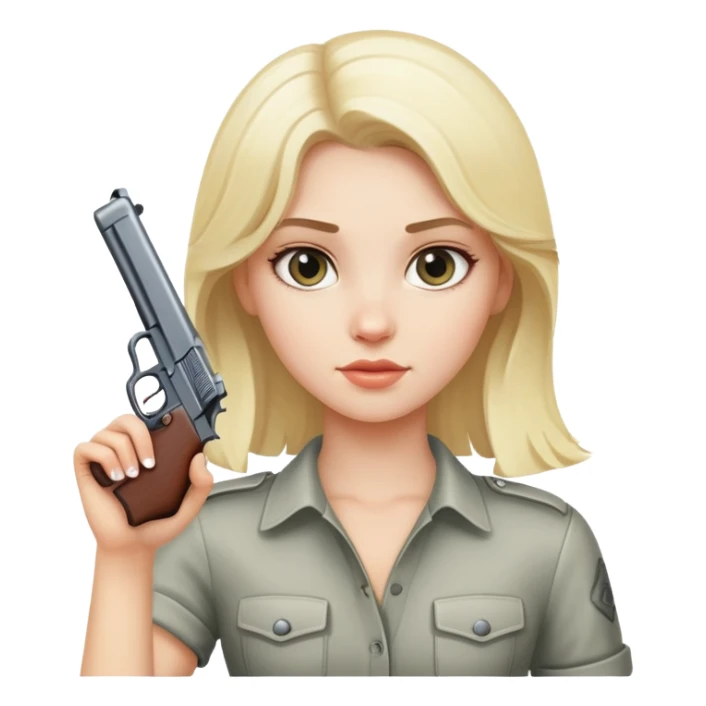 White blonde girl holding up gun ￼ sticker