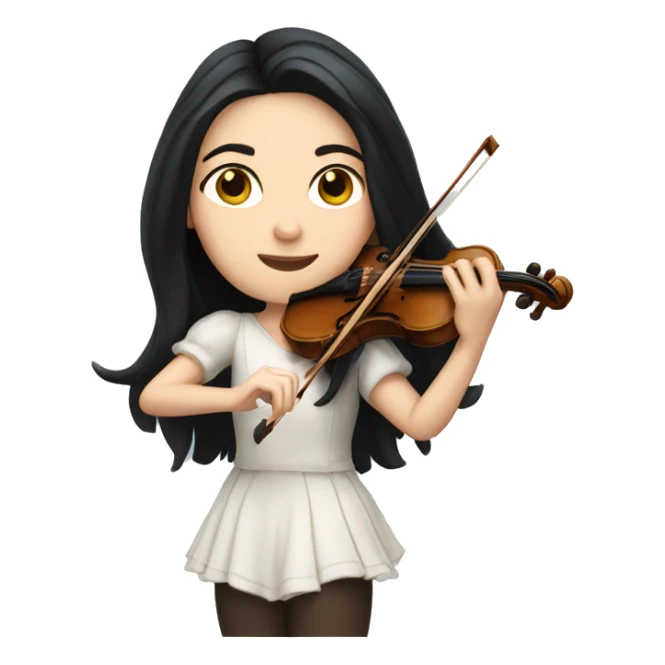 White girl with long black hair playing the violín sticker