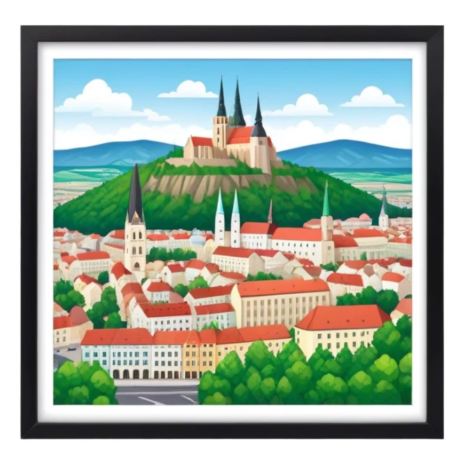 create the city of Košice from several emojis sticker