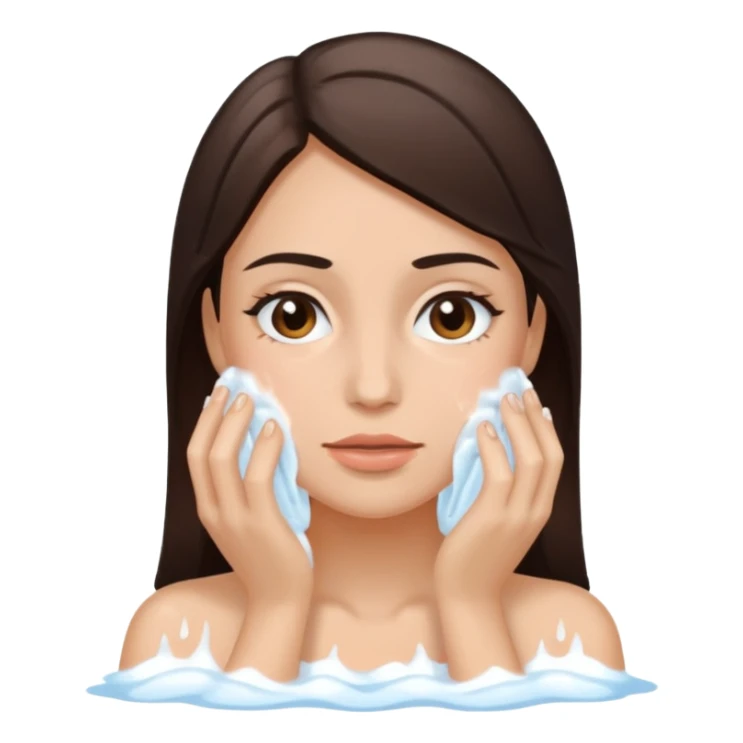 Mujer lavando su cara, tiene el pelo cafe oscuro y tez blanca sticker