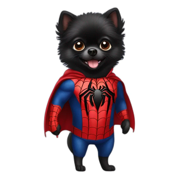 Black Pomeranian dressed as spiderman sticker