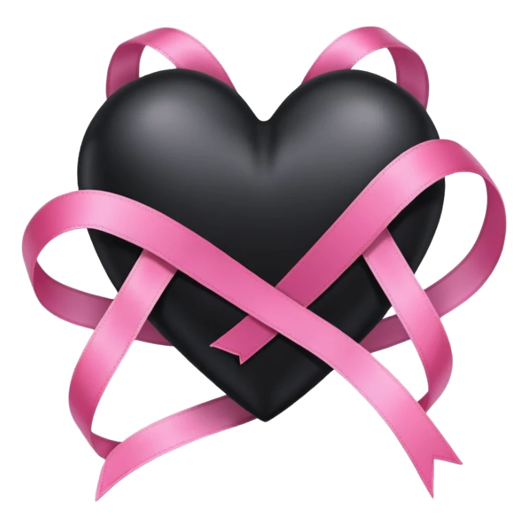 black heart entwined with pink ribbon sticker
